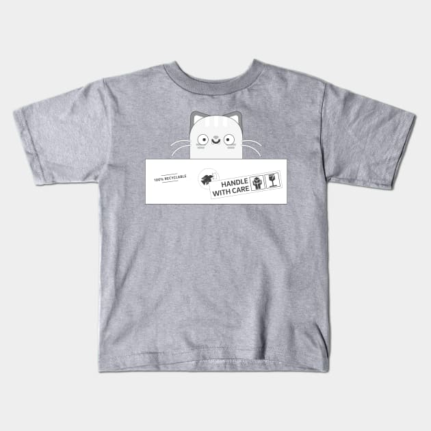 The cat in the box Kids T-Shirt by patatechantilly